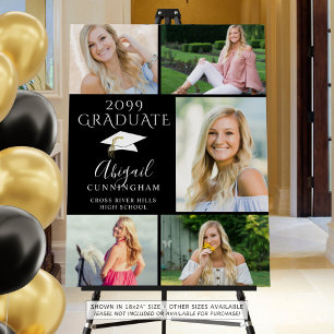 Elegant Graduate 5 Photo Collage Black White Foam Board