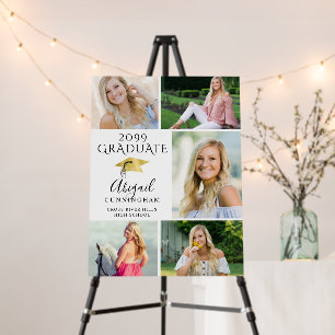 Elegant Graduate 5 Photo Collage Faux Gold Cap Foam Board