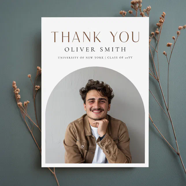 Elegant Graduate Arch Photo Master Graduation Thank You Card | Zazzle