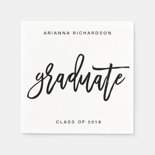 Elegant Graduate  Black and White Script Napkins