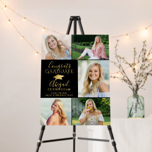 Elegant Graduate Black Gold 5 Photo Collage Foam Board