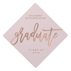 Elegant Graduate   Blush Pink and Faux Rose Gold Graduation Cap Topper