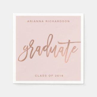 Elegant Graduate | Blush Pink and Faux Rose Gold Napkins