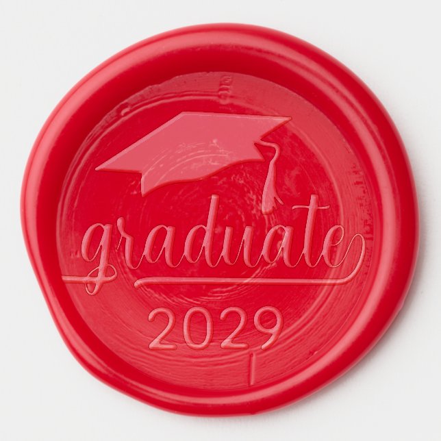 Elegant Graduate Cap Class Year Wax Seal Sticker (Front)