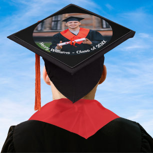 Elegant Graduate Custom Photo and Name Stylish Graduation Cap Topper