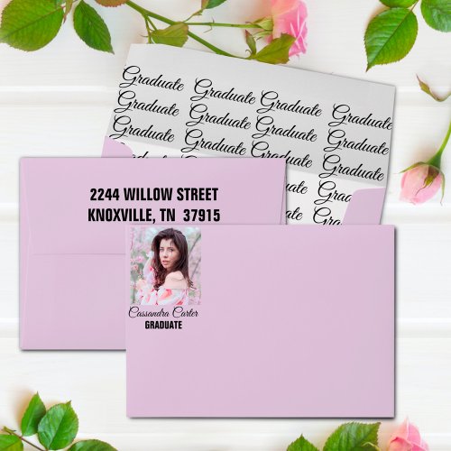 Elegant Graduate Custom Photo Return Address  Envelope