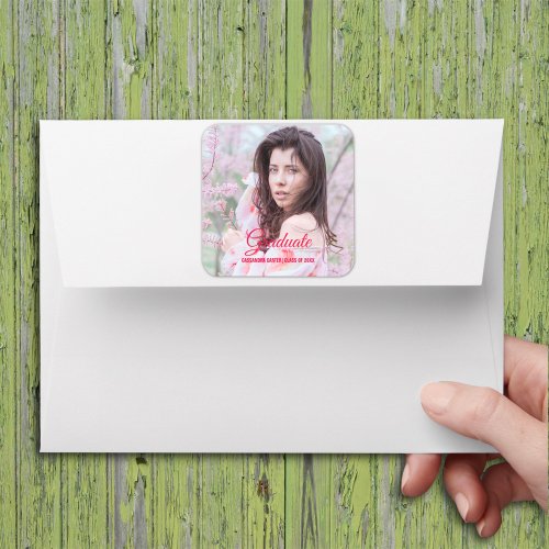 Elegant Graduate Custom Photo Square Sticker