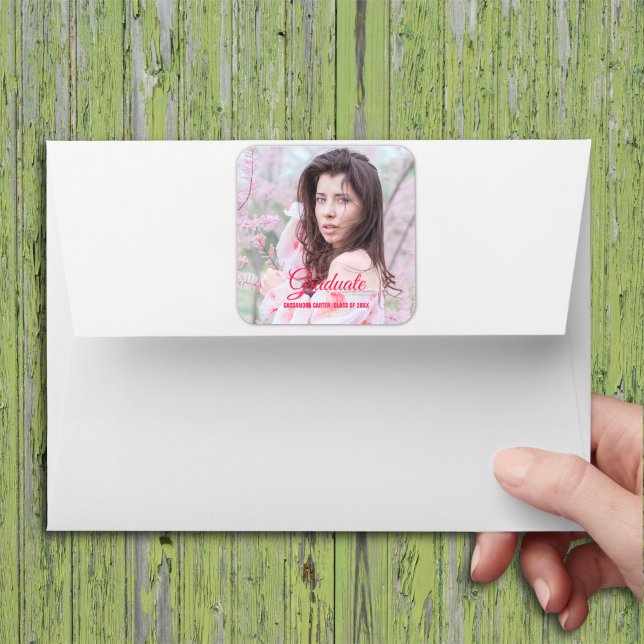Elegant Graduate Custom Photo Square Sticker (Creator Uploaded)