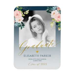Elegant graduate gold script photo graduation magnet