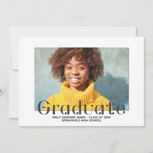Elegant Graduate Lettering Photo Announcement (Front)