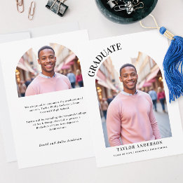 Elegant Graduate Modern Arch 2-Photo Graduation Announcement