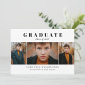 Elegant Graduate Modern Simple 3 Photo Graduation Announcement | Zazzle