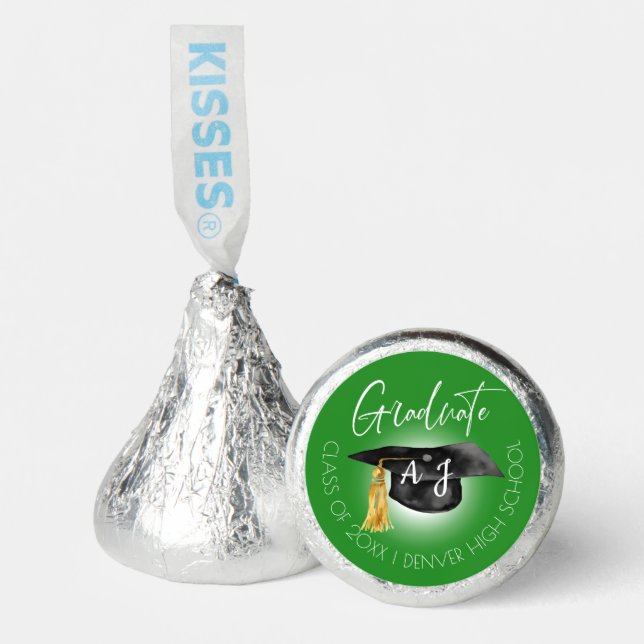 Elegant Graduate Monogram Green Graduation Hershey®'s Kisses® (Front)