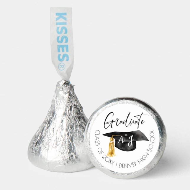 Elegant Graduate Monogram White Graduation  Hershey®'s Kisses® (Front)