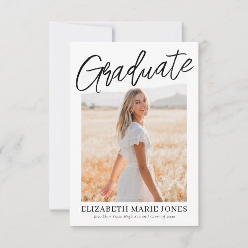 Elegant Graduate Name Class of 2 Photo Graduation Announcement