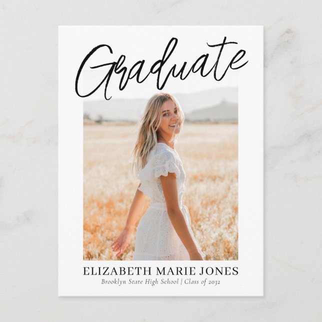 Elegant Graduate Name Class of 2 Photo Graduation  Announcement Postcard (Front)