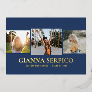 Elegant Graduate Name Foil Invitation in Navy