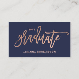 Elegant Graduate Navy Blue Photo Insert Name Card