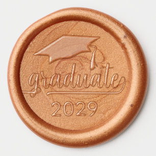 Elegant Graduate Orange Wax Seal Sticker
