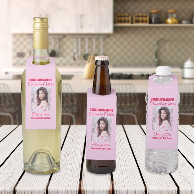 Elegant Graduate Photo Bottle Hanger Tag (Creator Uploaded)