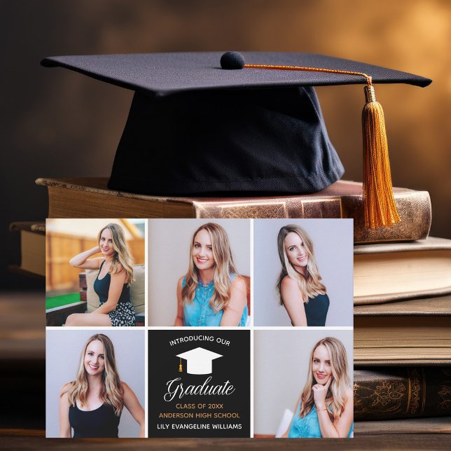 Elegant Graduate Photo Collage 2025 Graduation Announcement (Creator Uploaded)