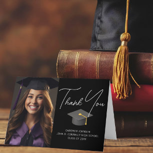 Elegant Graduate Photo Custom 2026 Graduation Letterpress Thank You Card