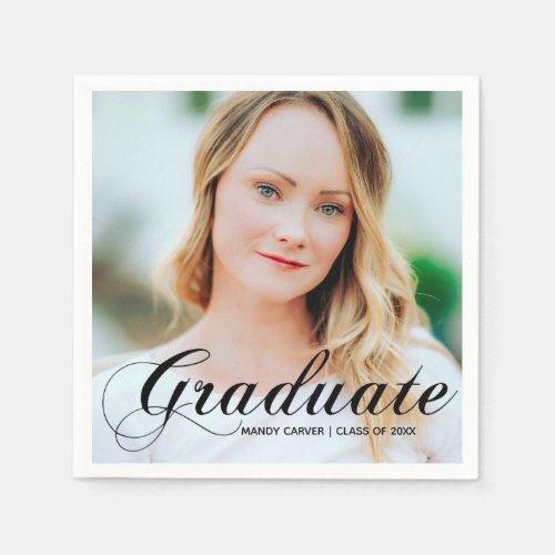 Elegant Graduate Photo Custom Graduation Party Napkins