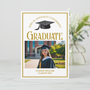 Elegant Graduate Photo Gold Typography Graduation Announcement