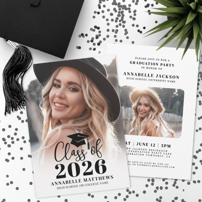Elegant Graduate Photo Graduation Party Invitation (Elegant Graduate Photo Graduation Party Invitation)