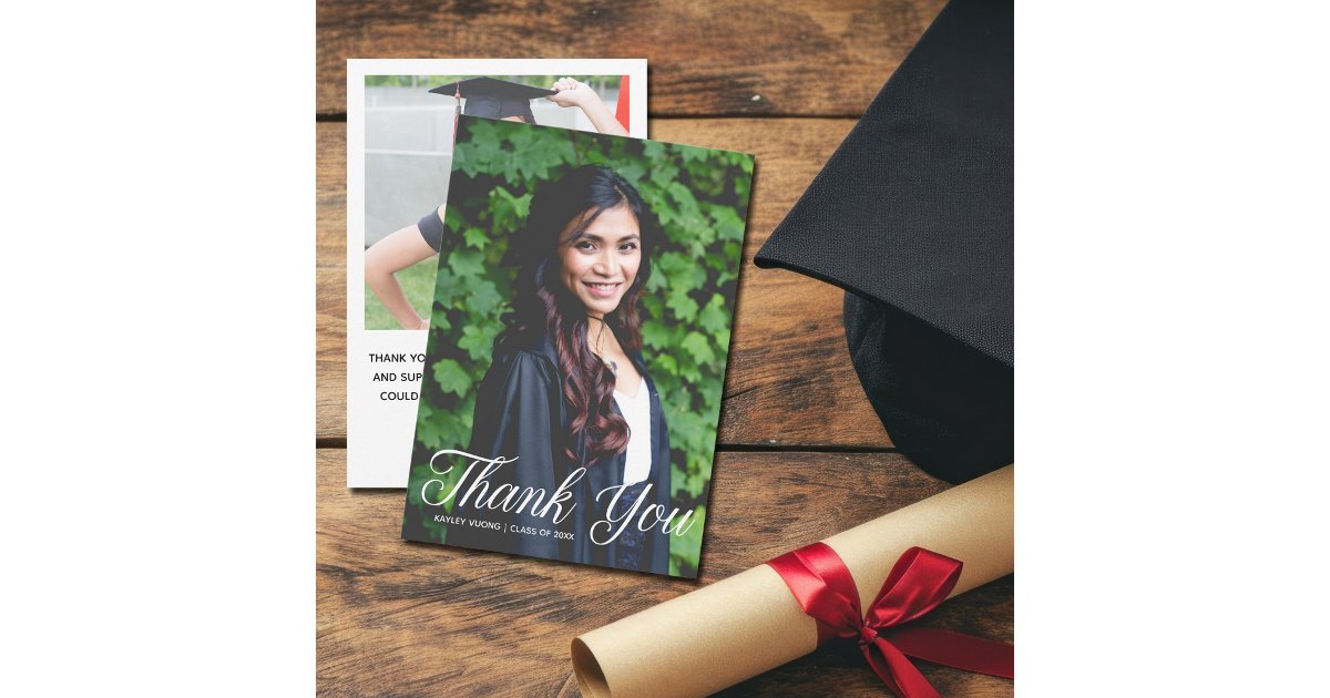 Elegant Graduate Photo Graduation Thank You Card | Zazzle