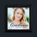Elegant Graduate Photo Personalized Graduation Gift Box<br><div class="desc">Graduate written in elegant black callligraphy over your senior portrait photo makes a beautiful,  minimalist graduation gift box. Customize with your name and high school or university class of 2024 under the cursive typography.</div>