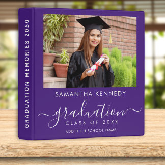 Elegant Graduate Photo Purple Graduation Album   3 Ring Binder