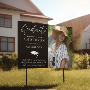 Elegant Graduate Photo & Quote Graduation Yard Sign