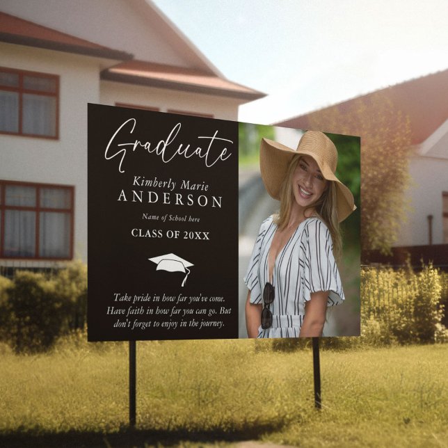Elegant Graduate Photo & Quote Graduation Yard Sign (Creator Uploaded)