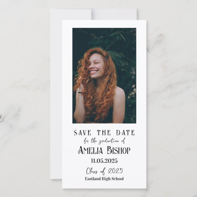 Elegant Graduate Photo Save The Date (Front)