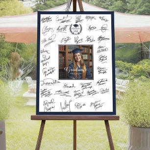 Elegant Graduate Photo School Logo Guest Signature Foam Board
