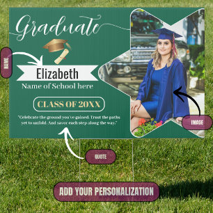 Elegant Graduate Photo Yard Sign - Class of 2025