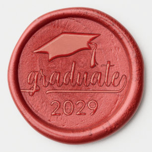 Elegant Graduate Red Wine Wax Seal Sticker