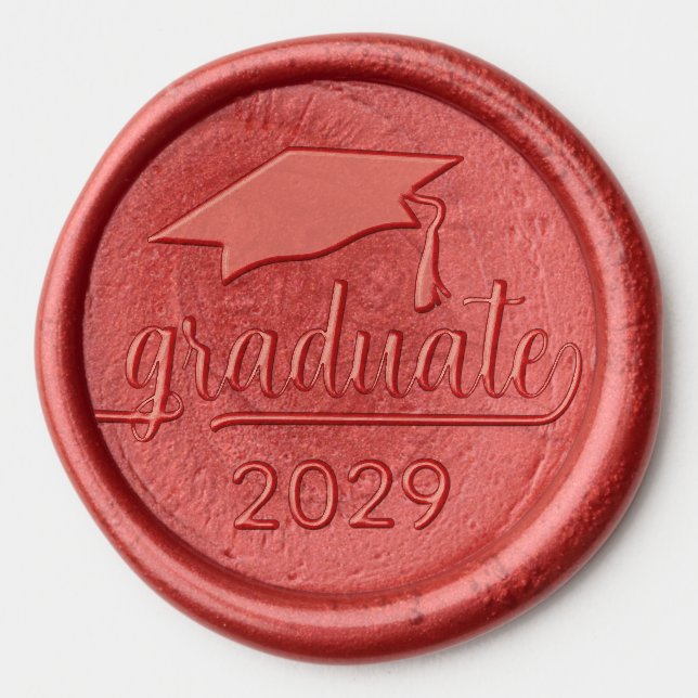 Elegant Graduate Red Wine Wax Seal Sticker (Front)