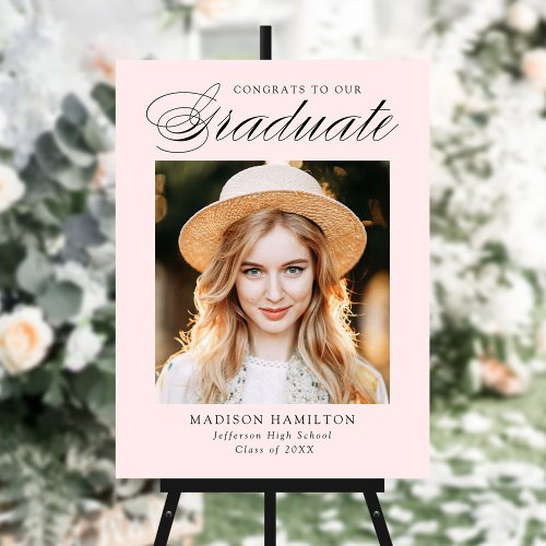 Elegant Graduate Script Blush Photo Graduation Foam Board