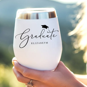 Elegant Graduate Script Graduation Thermal Wine Tumbler