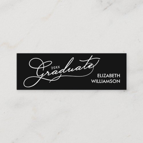 Elegant Graduate Script Name Class Details Black Calling Card