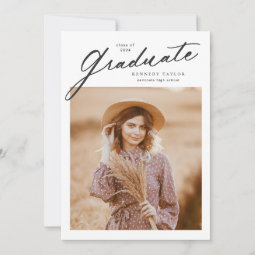 Elegant Graduate Script Photo Graduation Invitation | Zazzle