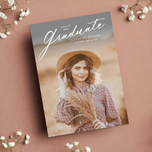 Elegant Graduate Script Photo Graduation Invitation