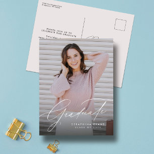 Elegant graduate simple one photo graduation postcard
