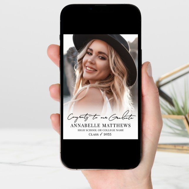 Elegant Graduate Simple Photo Collage Graduation Announcement (Front Digital)