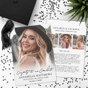 Elegant Graduate Simple Photo Collage Graduation Announcement