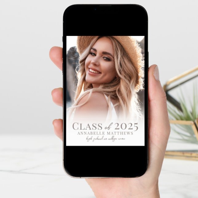 Elegant Graduate Simple Photo Collage Graduation Announcement (Front Digital)