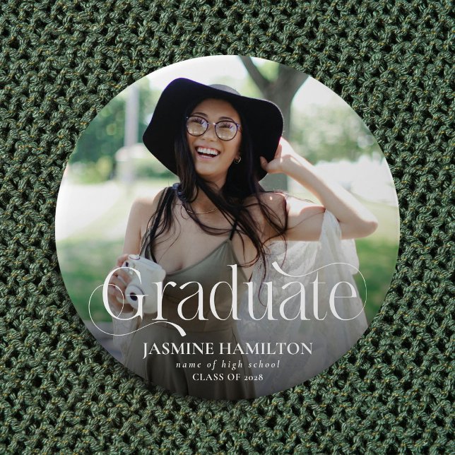 Elegant Graduate Typeface Photo Graduation Button (Creator Uploaded)