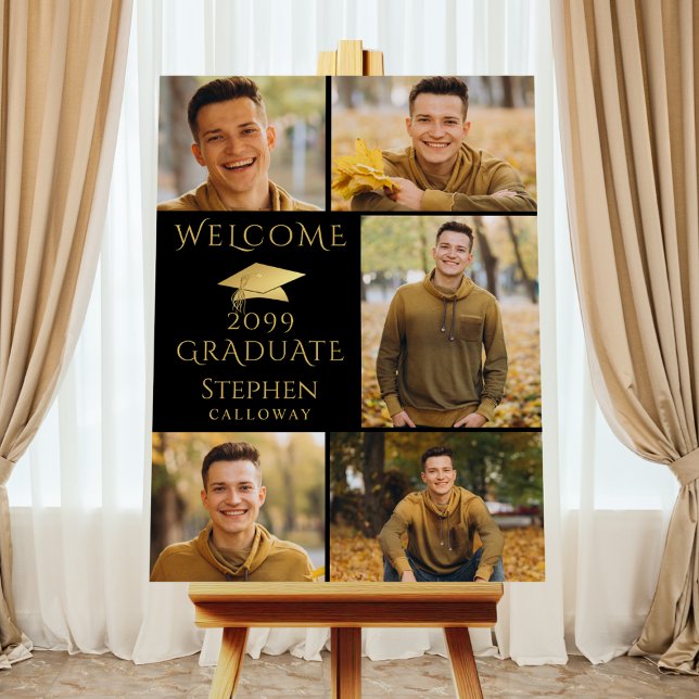 Elegant Graduate Welcome Black Gold 5 Photos Foam Board (Creator Uploaded)